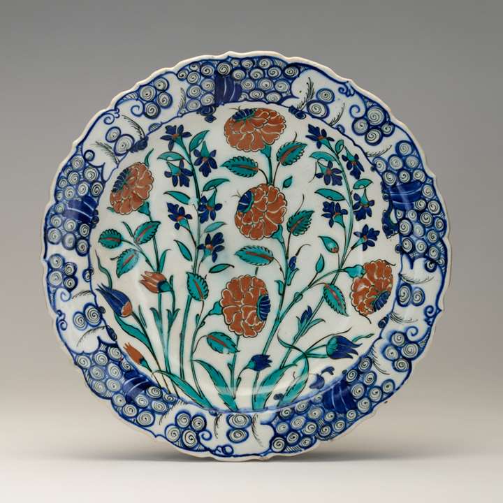 Iznik Dish Decorated with Roses and Hyacinths